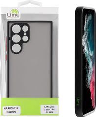 Lime Θηκη Samsung S22 Ultra 5G S908 6.8'' Hardshell Fusion Full Camera Protection Black With Red KEYS