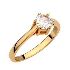 Δαχτυλίδι Μονόπετρο Σε Ασήμι 925 Με Χρύσωμα Κ18 Και Λευκή Πέτρα Ζιργκόν / PRINCE SILVERO / 9A-RG069-3