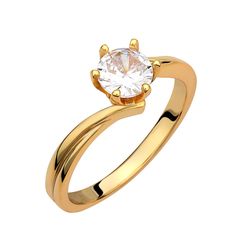 Δαχτυλίδι Μονόπετρο Σε Ασήμι 925 Με Χρύσωμα Κ18 Και Λευκή Πέτρα Ζιργκόν / PRINCE SILVERO / 9A-RG072-3