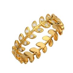 Δαχτυλίδι με Φύλλα Σε Ασήμι 925 Με Χρύσωμα Κ18 Και Λευκές Πέτρες Ζιργκόν / PRINCE SILVERO / 8A-RG092-3