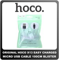 Γνήσια Original Hoco Easy Charged X13 Micro USB Fast Charging Cable Καλώδιο 100cm Black Μαύρο Blister (Blister Pack By Hoco)