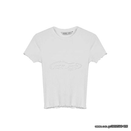 Παιδικό μπλουζάκι ριπ crop top εκρού Tiffosi 10043226 για κορίτσια (7-14 ετών)