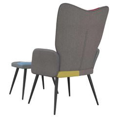 Πολυθρόνα Relax Σχέδιο Patchwork Υφασμάτινη με Σκαμπό 328186-thumb-4