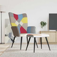 Πολυθρόνα Relax Σχέδιο Patchwork Υφασμάτινη με Σκαμπό 328186-thumb-1