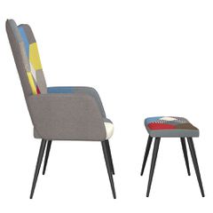 Πολυθρόνα Relax Σχέδιο Patchwork Υφασμάτινη με Σκαμπό 328186-thumb-3