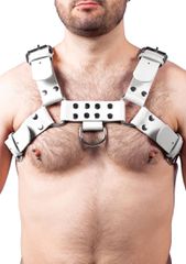 Δερμάτινο Ανδρικό Harness Στήθους Buckle White - Taille