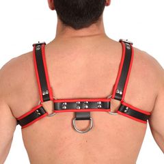 Real Leather Harness Black-Red - Taille-thumb-1