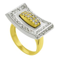 Δαχτυλίδι, με Λευκό και Κίτρινο Χρυσό σε Κ14.