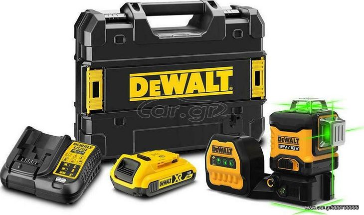 Dewalt DCE089D1G18-QW 12V-18V 3x360° πράσινο αυτοαλφαδιαζόμενο λέιζερ κιτ