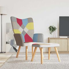Πολυθρόνα Relax Σχέδιο Patchwork Υφασμάτινη με Σκαμπό 328184-thumb-1