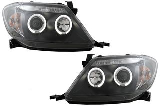 ΦΑΝΑΡΙΑ ΕΜΠΡΟΣ Angel Eyes Headlights Dual Halo Rims Toyota Hilux (2005-2011) Black