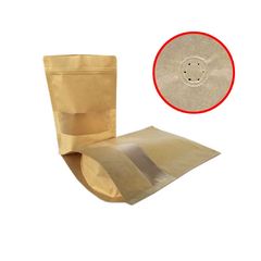 Σακουλάκι Doy Pack Με Βαλβίδα 8,5x14,5cm - Kraft με Παράθυρο - Σετ 100τμχ