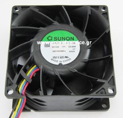 ΑΝΕΜΙΣΤΗΡΑΣ 12V DC 80x80x38mm 4-C 2A 24W 193m3/h 65dBA ΡΟΥΛΕΜΑΝ SUNON
