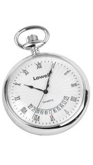 Ασημί ρολόι τσέπης Lowell quartz PO8106 + δώρο αλυσίδα