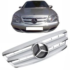 Μάσκα Για Mercedes-Benz S-Class W220 02-05 Amg Look Με 3 Γρίλιες Ασημί/Χρώμιο 1 Τεμάχιο