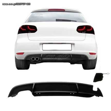 Diffuser Πίσω Προφυλακτήρα Για VW Golf VI (6) 08-12 GTI Look Με Αριστερή Τρύπα Εξάτμισης Από Abs Πλαστικό 1 Τεμάχιο