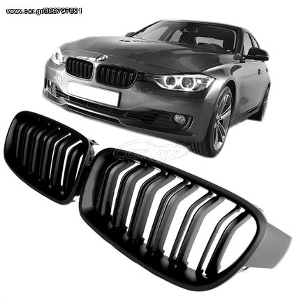 Καρδιές Μάσκας Για Bmw 3 F30 / F31 11-18 M4 Look Με Διπλή Γρίλια Μαύρο Ματ 2 Τεμάχια