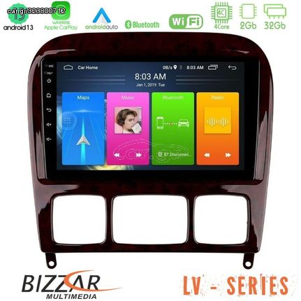 Bizzar LV Series Mercedes S Class 1999-2004 (W220) 4Core Android 13 2+32GB Navigation Multimedia Tablet 9"