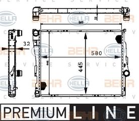 ΨΥΓΕΙΟ ΝΕΡΟΥ ΒΕΝΖΙΝΗ-ΠΕΤΡΕΛΑΙΟ ΜΗΧΑΝΙΚΟ (580x450x32) (BRAZED) (MAHLE BEHR PREMIUM LINE)  για BMW SERIES 3 (E46) SDN 02-05