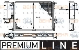 ΨΥΓΕΙΟ ΝΕΡΟΥ ΓΙΑ ΟΛΑ ΒΕΝΖΙΝΗ ΜΗΧΑΝΙΚΟ +AC (440x440x32) (BRAZED) (MAHLE BEHR PREMIUM LINE)  για BMW SERIES 3 (E36) COMPACT 94-98