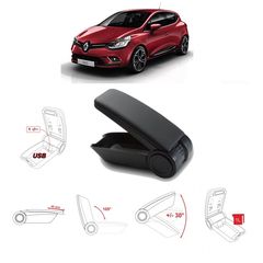 Κονσόλα Χειροφρένου Τεμπέλης Armster OE1 Με Usb Για Renault Clio 2013-2019 / Captur 2013-2019 Χωρίς Εργοστασιακό Τεμπέλη Μαύρο Χρώμα