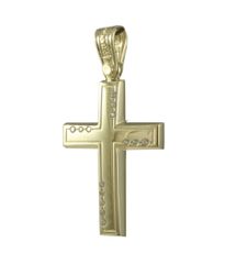 Σταυρός βαπτιστικός σε χρυσό Κ14 λουστραρισμένος 25048