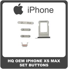 OEM Συμβατό Για Apple iPhone XS Max (A2097, A1920, A2100, A2098, Phone11,2) Set (Sim Tray + Power + Volume + Silence Button) Silver Ασημί