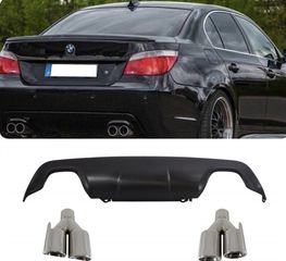 ΠΙΣΩ ΣΠΟΙΛΕΡ Rear Diffuser with Exhaust Muffler Tips Quad BMW 5 Series E60 E61 (2003-2010) Sport M-Technik Design