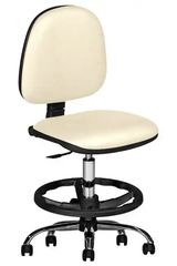 Τροχήλατο σκαμπό ιατρείου ή σχεδιαστηρίου με πλάτη - Ιβουάρ