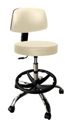 Τροχήλατο σκαμπό ιατρείου με πλάτη και ψηλό αμορτισέρ - Ιβουάρ