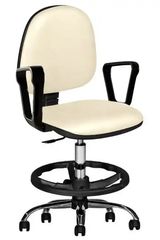 Τροχήλατο σκαμπό ιατρείου ή σχεδιαστηρίου με πλάτη και μπράτσα - Ιβουάρ