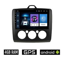 FORD FOCUS (2005 - 2011) *Με χειροκίνητο κλιματισμό Android οθόνη αυτοκίνητου 4GB με GPS WI-FI (ηχοσύστημα αφής 9" ιντσών OEM Youtube Playstore MP3 USB Radio Bluetooth Mirrorlink εργοστασιακή, 4x60W,