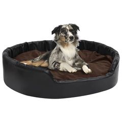 vidaXL Κρεβάτι Σκύλου Μαύρο/Καφέ 99 x 89 x 21 εκ. Βελουτέ/Συνθ. Δέρμα