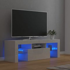 vidaXL Έπιπλο Τηλεόρασης με LED Γυαλιστερό Λευκό 120 x 35 x 40 εκ.