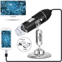 GloboStar Digital Electron Microscope With 8 Led - Ψηφιακό Ηλεκτρονικό Μικροσκόπιο με 8 Led Usb & Type-C Adapter Dc 5v x1600 Zoom Mode - Video Camera 2MP 1600x1200 Φ3.5 x Υ12cm - (79995)