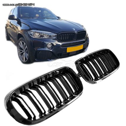 Καρδιές Μάσκας Για Bmw X5 F15 / X6 F16 13-18 M4 Look Με Διπλή Γρίλια Μαύρο Γυαλιστερό 