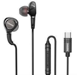 Remax RM-655a In-ear Handsfree με Βύσμα Type-C Μαύρο Ακουστικά με μικρόφωνο