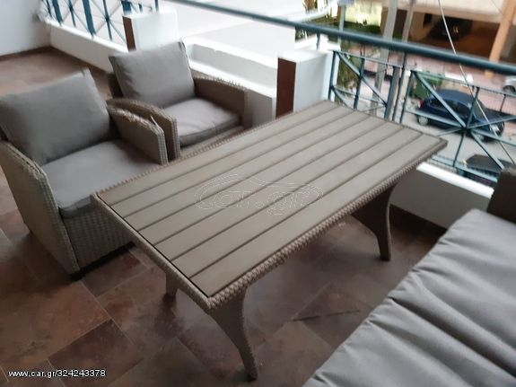 Σετ τραπεζαρία κήπου: 2 πολυθρόνες, 1 τραπέζι & καναπές