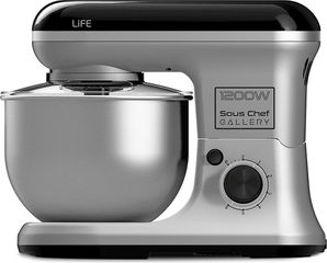 Life Sous Chef Gallery 1200W 5L Kitchen MACHINE, Black And SILVER