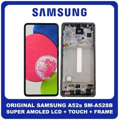Γνήσια Original Samsung Galaxy A52s 5G (SM-A528B, SM-A528B/DS) Super AMOLED LCD Display Screen Assembly Οθόνη + Touch Screen Digitizer Μηχανισμός Αφής + Frame Bezel Πλαίσιο Σασί Violet Βιολετή GH82-26