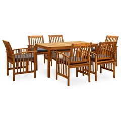 3058089  7 PIECE GARDEN DINING SET WITH CUSHIONS SOLID ACACIA WOOD (45962+2X312131) 3058089