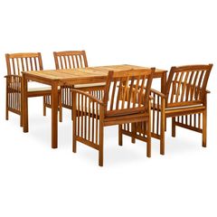 3058086  5 PIECE GARDEN DINING SET WITH CUSHIONS SOLID ACACIA WOOD (45962+2X312128) 3058086