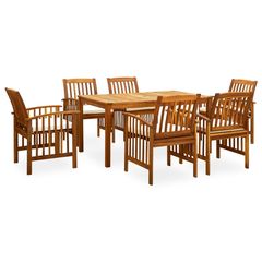 3058087  7 PIECE GARDEN DINING SET WITH CUSHIONS SOLID ACACIA WOOD (45962+2X312129) 3058087