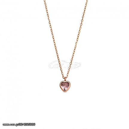 Μενταγιόν Senza Silver 925 Rose Gold Plated καρδιά με ροζ ζιργκόν - SSR2475-12RG SSR2475-12RG