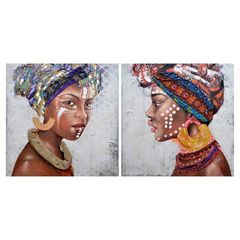 Πίνακας DKD Home Decor Αφρικάνα (100 x 3 x 100 cm) (2 pcs)