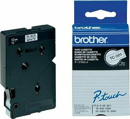 Brother P-Touch Laminated Black On White 7,7m x 12mm - (TC201)