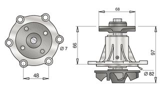 Aντλία Νερού TOYOTA 2FD / 3FD15 / 4FD25 engine 2J (Φ68 - 6 ΤΡΥΠΕΣ)-thumb-1