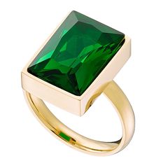 Δαχτυλίδι Με Πράσινη Πέτρα Κοπής BAGUETTE Από Ατσάλι 316L Σε Χρυσό Χρώμα / AD-ART02471G1