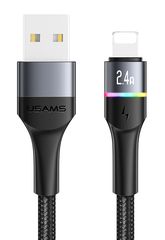 USAMS καλώδιο Lightning σε USB US-SJ534 με φωτισμό, 2.4A, 1.2m, μαύρο