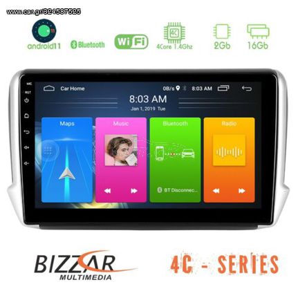 Bizzar Peugeot 208/2008 4core Android11 2+16GB Navigation Multimedia Tablet 10″